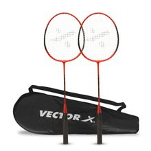 Vector X Vxb 50 Badminton Racquet Set Aluminium Head and Steel Shaft With Full Cover - Red