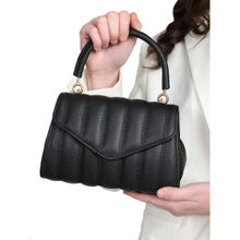 MINI WESST Black Casual Synthetic Leather Solid Handheld Bag