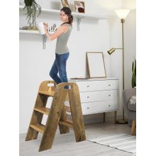 Metalsmith Mango Wood Foldable 3 Step Wide Anti Slip Natural Wooden Ladder