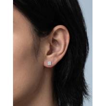 TOUCH925 Silver Square Cluster 925 White Unisex Stud Earring