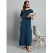 SEPHANI Women Hosiery Cotton Blue Nighty