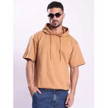 Bene Kleed Men Khaki Half Sleeve Relax Fit Hoodie