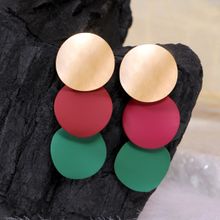 Crunchy Fashion Gold Plated Western Layers Round Multi-Color Long Drop Earrings