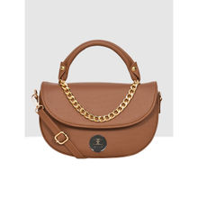 ESBEDA Tan Color Mini Saddle Sling Bag with Detachable Strap for Women