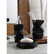 VarEesha Hand-Made Diamond Ceramic Black Bathroom Set of 3