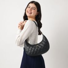 Fastrack Black Quilted Shoulder Bag For Women