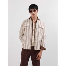 The Indian Garage Co Men Rust Relaxed Fit Collar Neck Cotton Blend Shirt