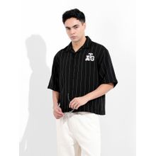 The Indian Garage Co Men Black Boxy Fit Collar Neck Polyester Shirt