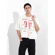 The Indian Garage Co Men White Boxy Fit Collar Neck Polyester Shirt