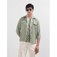 The Indian Garage Co Men Green Regular Fit Collar Neck Polyester Shirt