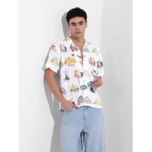 The Indian Garage Co Men White Relaxed Fit Collar Neck Polyester Shirt