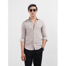 The Indian Garage Co Men Beige Slim Fit Collar Neck Polyester Shirt