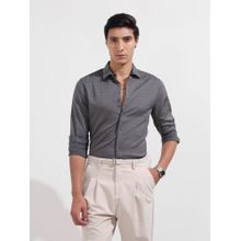 The Indian Garage Co Men Grey Regular Fit Collar Neck Polyester Blend Shirt