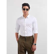 The Indian Garage Co Men White Regular Fit Collar Neck Polyester Blend Shirt