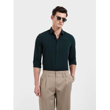 The Indian Garage Co Men Green Slim Fit Collar Neck Polyester Shirt