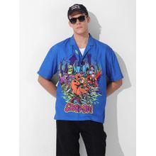 The Indian Garage Co Men Blue Relaxed Fit Collar Neck Polyester Shirt