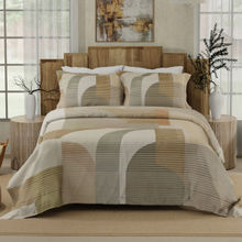 Boutique Living Gardenia Augusta Cotton 300 TC Beige & Grey Bedsheet & 2 Pillow Covers (King)