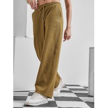 TOKYO TALKIES Women Olive Solid Elasticated Waist Poly Cotton Track pant