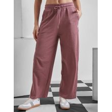 TOKYO TALKIES Women Mauve Solid Elasticated Waist Poly Cotton Track pant