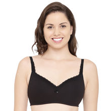 Enamor A017 Smoothening Wirefree Balconette T-Shirt Bra - Padded & High Coverage - Black