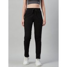 C9 Airwear Women Solid Black Side Contrast Tape Trackpant