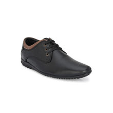 EGOSS Comforts Genuine Leather Black Casual Lace-Up Sneakers