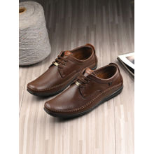 EGOSS Stretch Genuine Leather Brown Casual Derbies