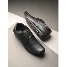 EGOSS Stretch Genuine Leather Black Casual Derbies