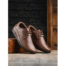 EGOSS Stretch Genuine Leather Brown Casual Derbies