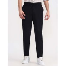 JadeBlue Men's Black Cotton Stretch Track Pant Regular Fit Solid Pattern Comfortable and St