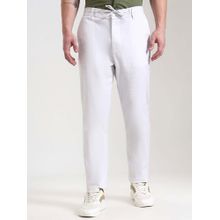 JadeBlue Men's White Printed Track Pant Regular Fit Cotton Stretch Comfortable and Stylish