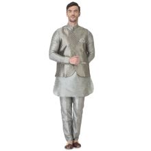 SG LEMAN Dark Maroon Pathani Kurta For Men (set Of 2)