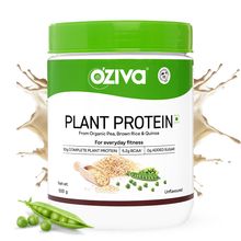 OZiva Organic Plant Protein, 30g Pea Protein Isolate + Brown Rice Protein, Soy Free, Unflavoured