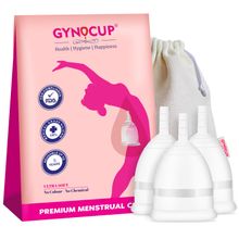 GynoCup Premium Menstrual Cup For Women, Fda Approved Transparent Medium Size Pack Of 3 (Combo)