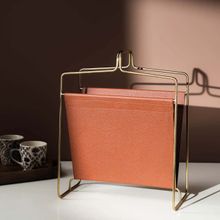 SG Home Mettalic Muse Faux Leather Magazine Holder Brown