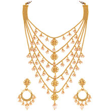 Asmitta Traditional Laxmi Design Gold Toned Multi Layered Necklace Set