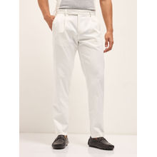 THE BEAR HOUSE Mens White Regular Fit Formal Trouser