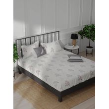 Nautica White Floral Cotton Double Bedsheet with Pillow Covers