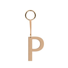 Tann Trim Beige Letter Bag Charm Letter P