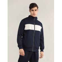 CHKOKKO Men Navy Blue Winter Sports Zipper Stylish Jacket