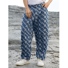 Campus Sutra Men'S Indigo Blue Cubic Straight-Fit Denim Jeans