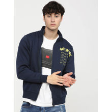 HIGHLANDER Navy Blue Typography Regular Fit Hoodie