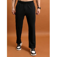 HIGHLANDER Black Solid Relaxed Fit Trackpant