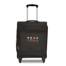 United Colors of Benetton Macau Unisex Soft Luggage Black, TSA Lock Trolley Bag