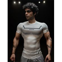 HYPD Legacy Men Body Fit Compression Half Sleeve Sports and Gym White T-Shirt
