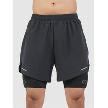 HYPD Velocity Men Grey 2 In 1 Mid Rise Training Shorts