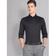 AD By Arvind Cutaway Collar Solid Satin Formal Shirt Black