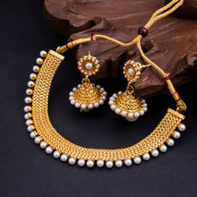 Sukkhi Glorious Gold Plated Wedding Jewellery Pearl Choker Necklace Set For Women (NYKSUKHI00023)