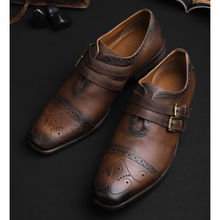 EZOK Brown Double Monk Strap Formal Shoes