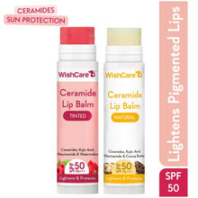 WishCare Ceramide Lip Balm Duo-SPF50PA+++ Kojic Acid & Niacinamide- Lip Lightening- Natural & Tinted